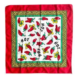 Vintage Red Hot Chili Party Peppers Bandana Made in USA 14193 Party